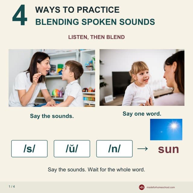 Lesson page: 4 ways to practice blending spoken sounds