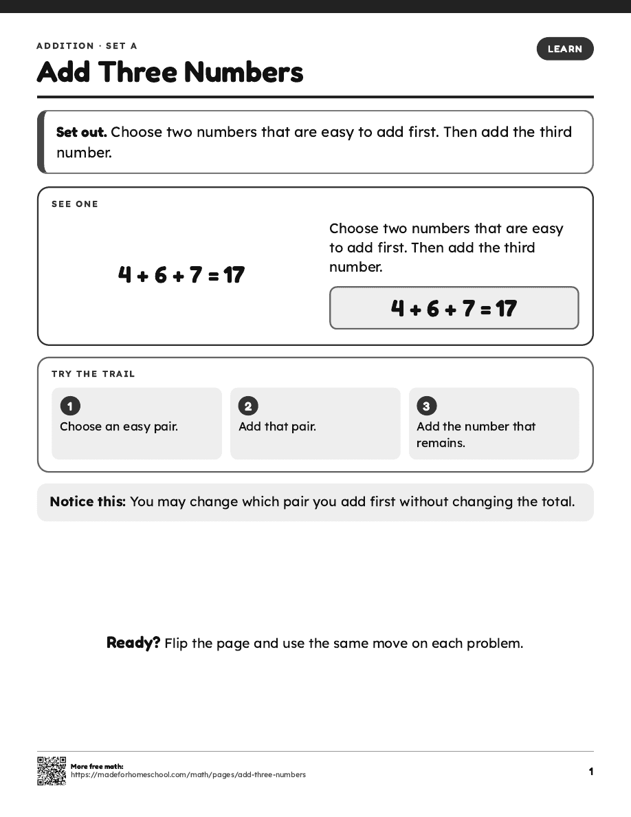 First page of Add Three Numbers