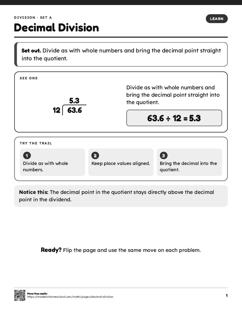 First page of Decimal Division
