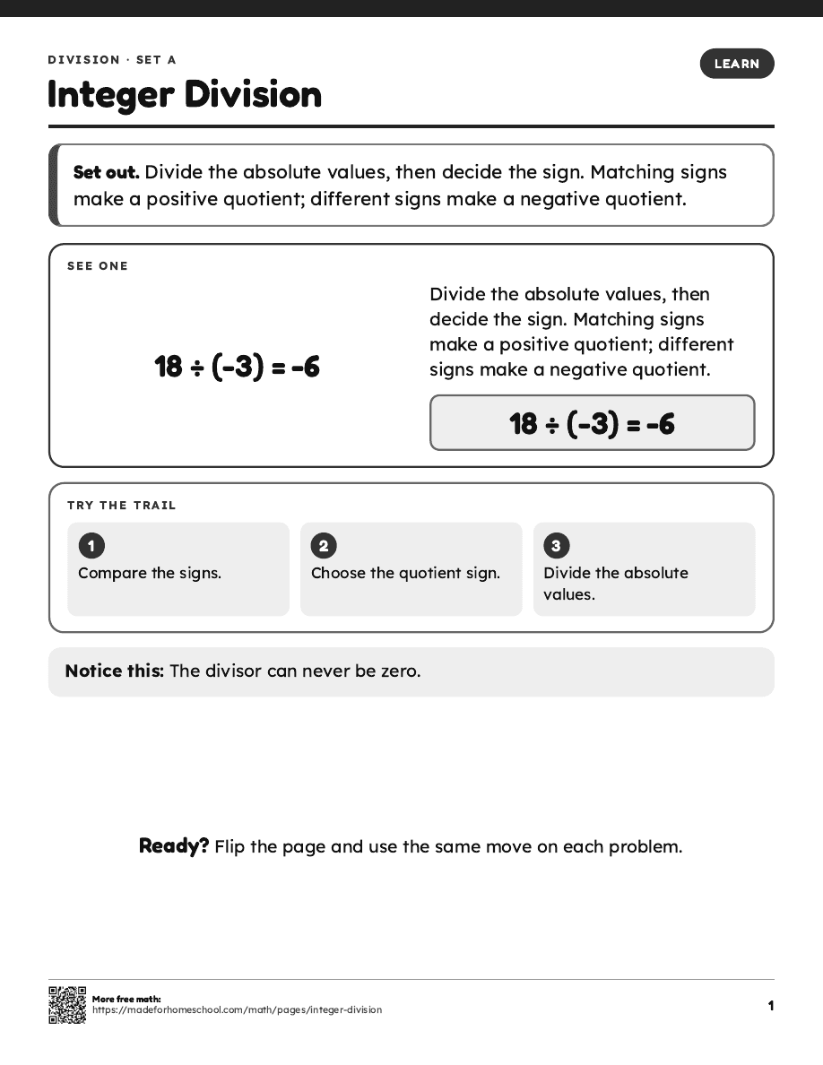First page of Integer Division