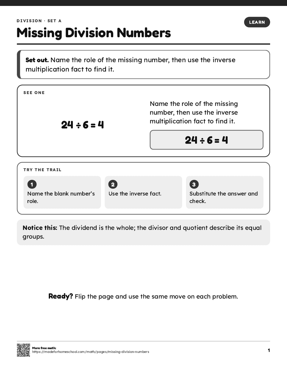 First page of Missing Division Numbers