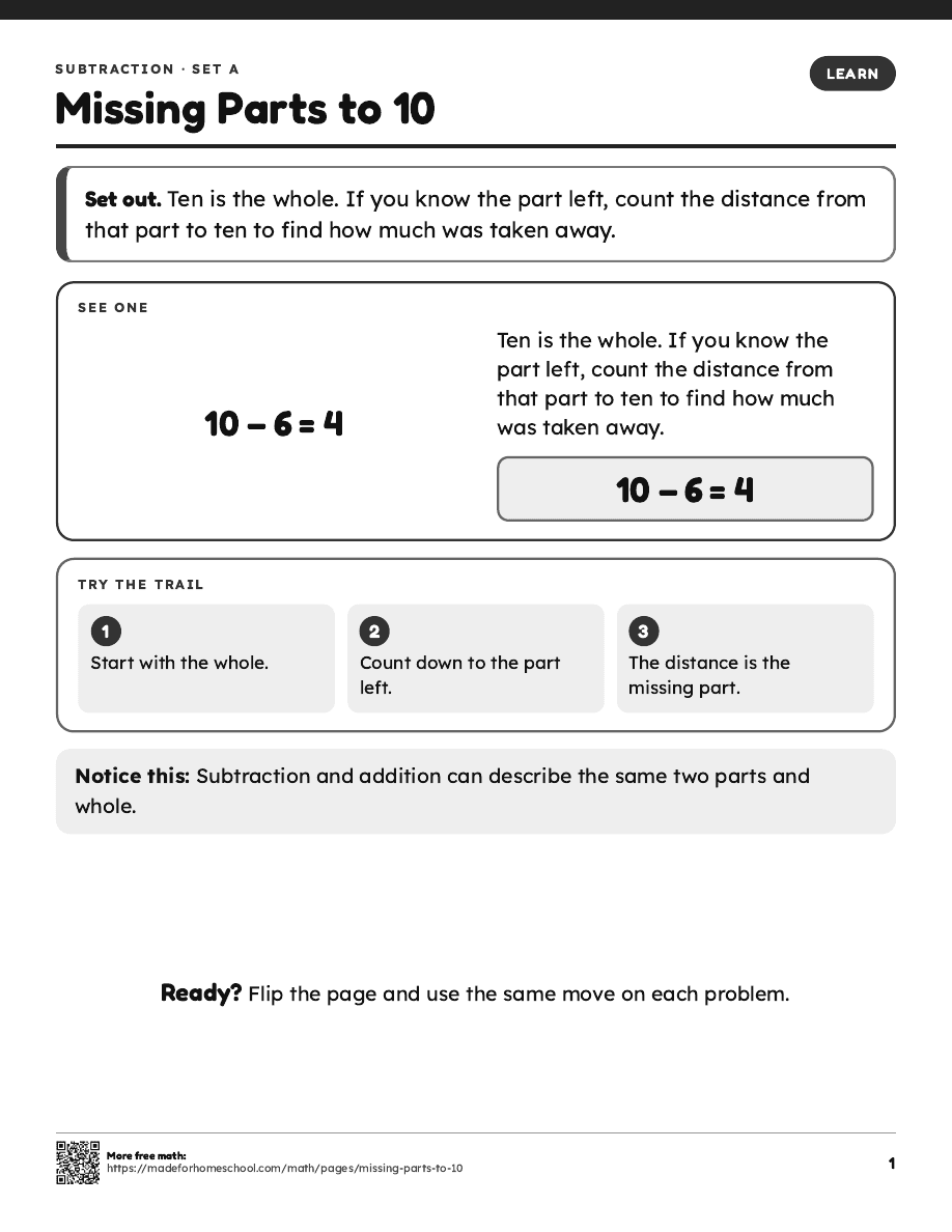 First page of Missing Parts to 10