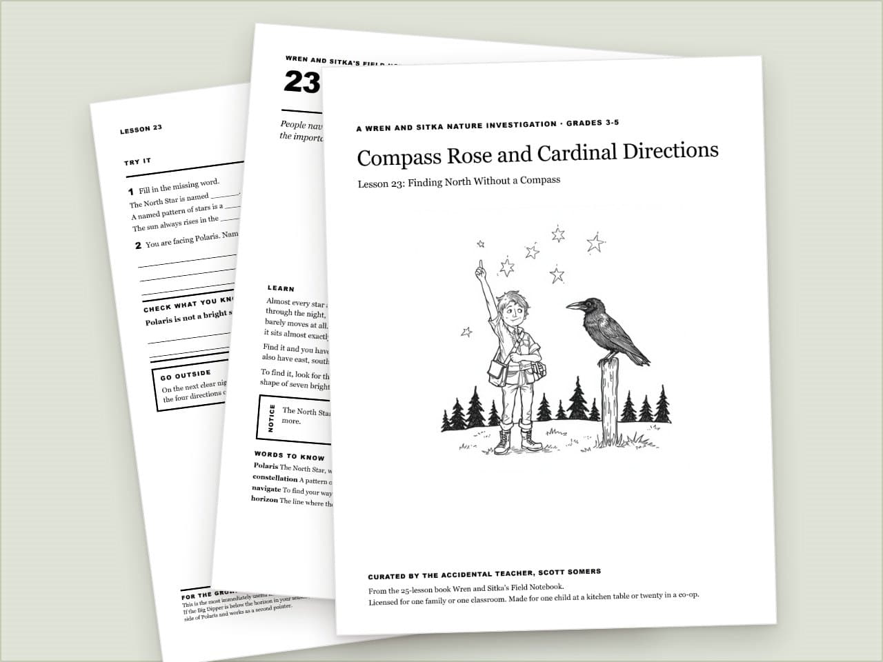 Preview pages from Compass Rose and Cardinal Directions: Finding North, Wren and Sitka, Grades 3-5