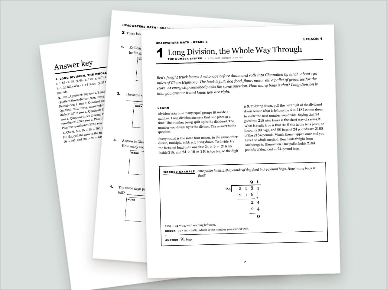 Preview pages from 6th Grade Math Full Year Review Workbook: 33 Lessons, Worked Examples