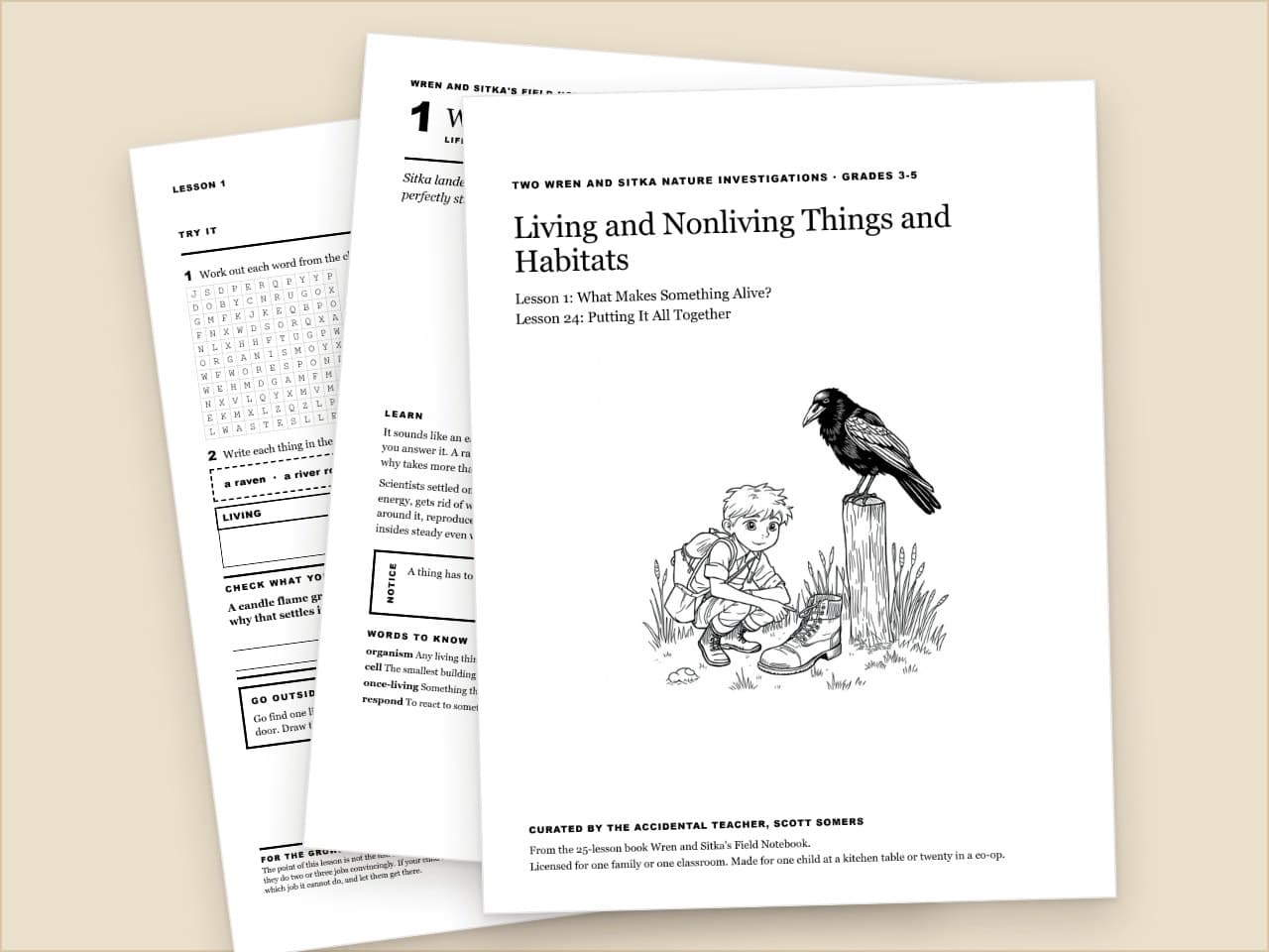 Preview pages from Living and Nonliving Things and Habitats: Two Wren and Sitka Lessons, Grades 3-5