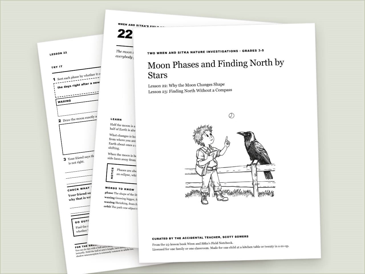 Preview pages from Moon Phases and Finding North by Stars: Two Wren and Sitka Lessons, Grades 3-6