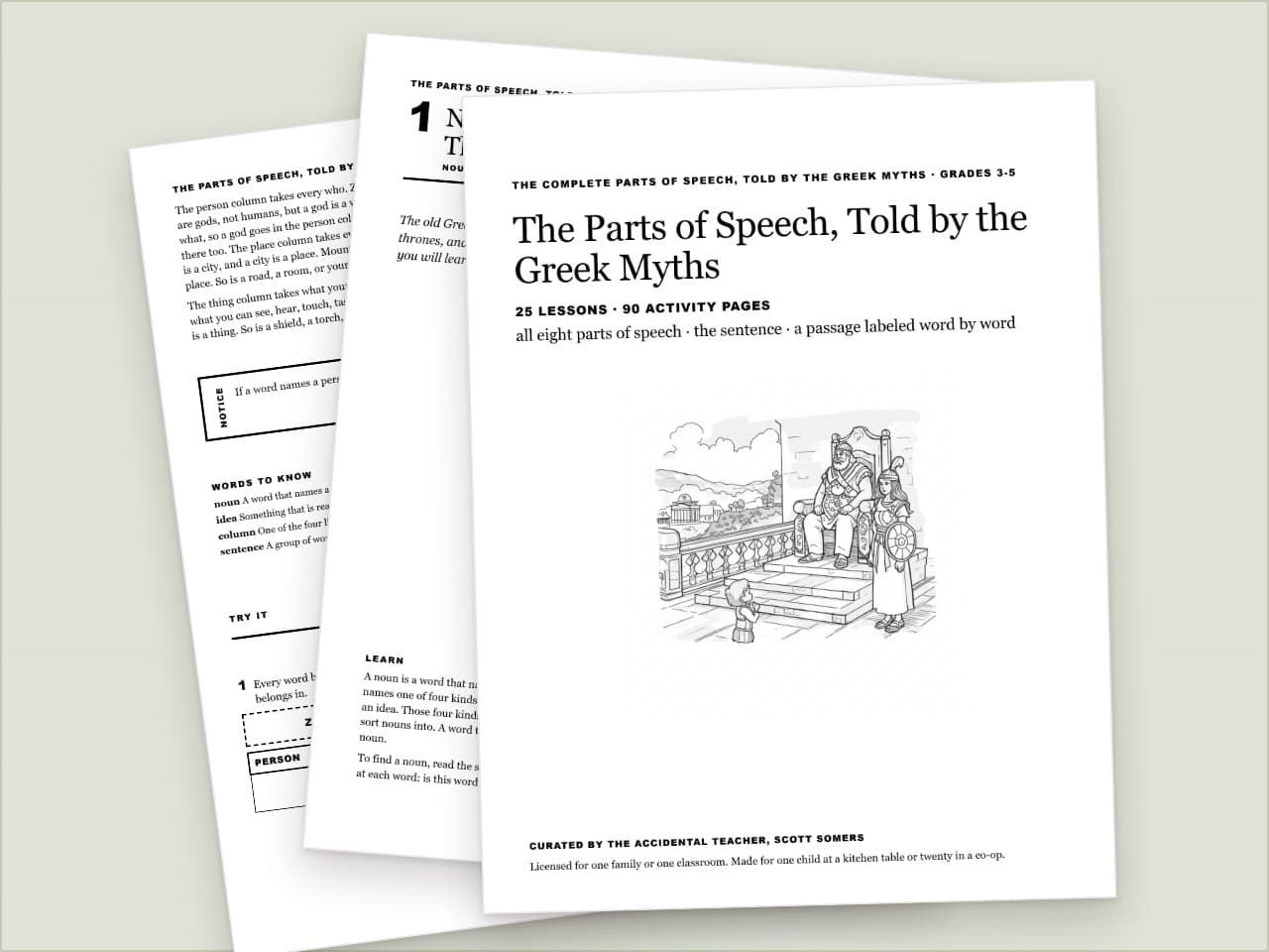 Preview pages from Parts of Speech Worksheets: 25 Greek Myth Grammar Lessons, Grades 3-5