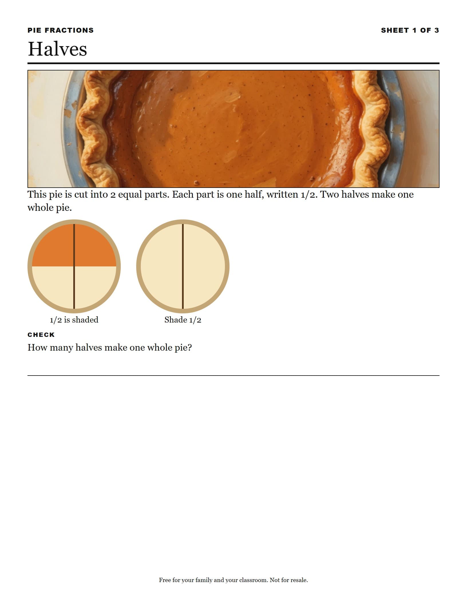 Preview pages from Pie Fractions
