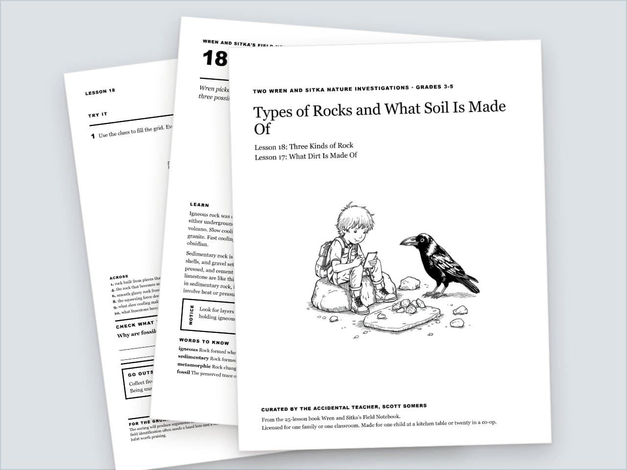 Preview pages from Types of Rocks and What Soil Is Made Of: Two Wren and Sitka Lessons, Grades 3-6