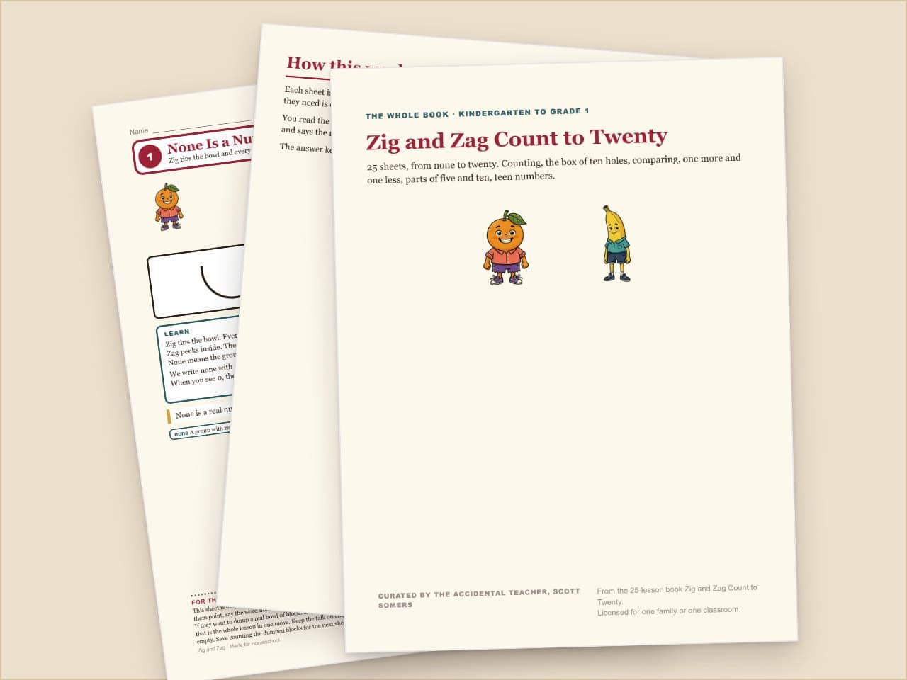 Preview pages from Zig and Zag Count to Twenty: 25 Kindergarten Number Sense Lessons